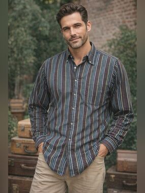 Vintage Colours by Alexander Julian 80s Sterling Poplin Shirt Sz XXL Button Down